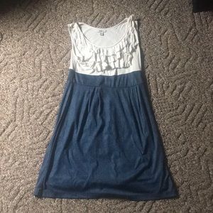 white and blue dress